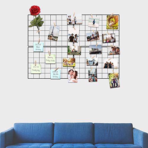 Vencipo Rejilla de Hierro para Marco Fotos Multiple, Marco de Metal para Decoración de Paredes Colgantes, Marcos Fotos Pared Decoración del Hogar. (Negro, 80 * 60cm)