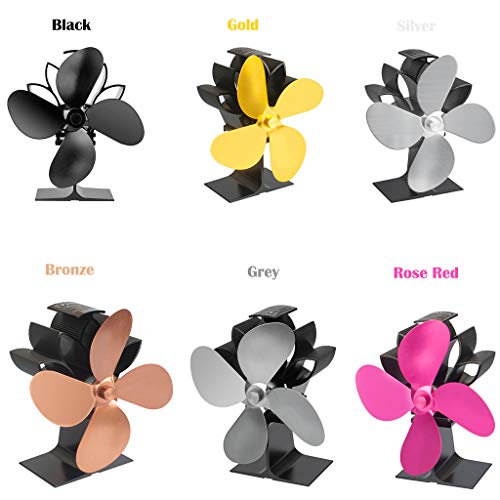Ventilador de estufa, ventilador con potencia calorífica para estufa de leña, chimenea de leña, respetuoso con el medio ambiente y eficiente Rosa rosa.