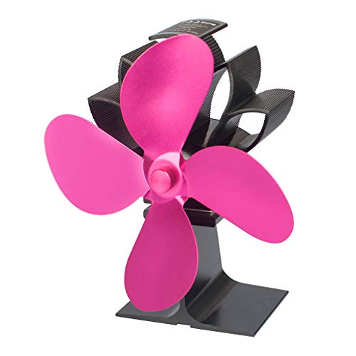 Ventilador de estufa, ventilador con potencia calorífica para estufa de leña, chimenea de leña, respetuoso con el medio ambiente y eficiente Rosa rosa.