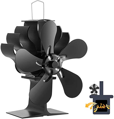 Ventilador Estufa 5 Aspas Funcionamiento Silencioso Ventilador Estufa de Energía Térmica Ecofan para Estufa de Leña/Chimenea/Gas/Pellets/Madera/Troncos (5 Palas)