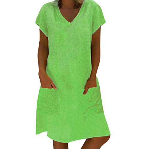 Vestidos Mujer Casual Verano 2019 Vestido de Mujer Estilo Femenino Camiseta de algodón Vestido Casual de Talla Grande para Mujer Camisa Vestido