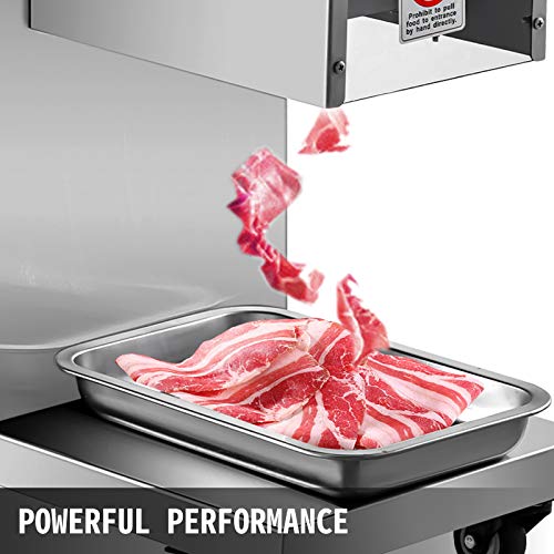 VEVOR Cortafiambres de Acero Inoxidable, Cortadora de Fiambre Eléctrica 500 kg por Hora, Cortadora de Embutidos Profesional con Motor de 750 W, Cortafiambres Compacta Cuchillos de Distancia de 3 mm