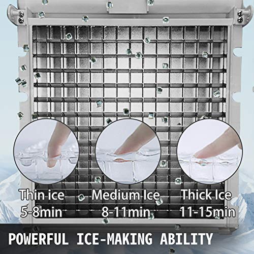 VEVOR Máquina para Hacer Hielo, de Acero Inoxidable de Calidad Alimentaria, Trituradora de Máquina de Hielo Comercial, 60kg/24 horas, con Panel de Control LCD Inteligente, para Cafeterías Bares etc