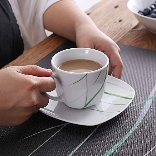VEWEET Aviva Juegos de Vajillas 60 Piezas de Porcelana con 12 Taza 175 ml, 12 Platillos, 12 Platos, 12 Platos de Postre y 12 Platos Hondos para 12 Personas