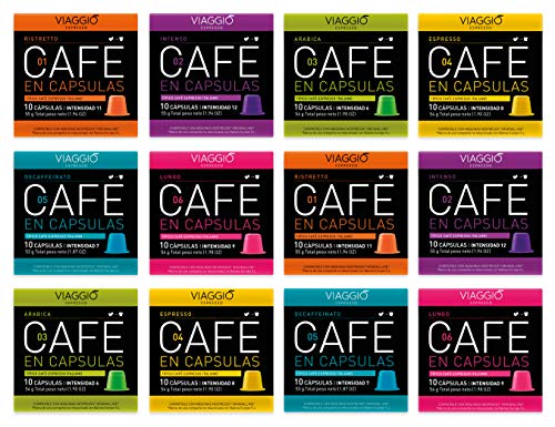 Viaggio Espresso Cápsulas de café compatibles con máquinas Nespresso Selección clásica (120 Cápsulas)