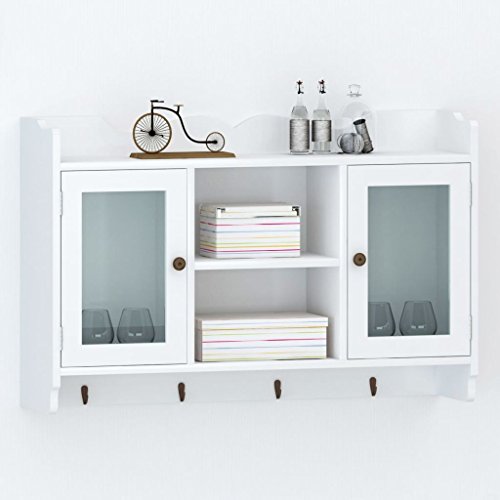vidaXL Armario/Vitrina Material MDF de Pared para Libros/DVD/Cristalería Color Blanco