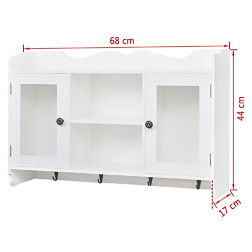vidaXL Armario/Vitrina Material MDF de Pared para Libros/DVD/Cristalería Color Blanco