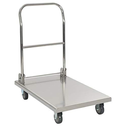 vidaXL Carro Portaequipajes 82x53x86cm Acero Inoxidable Plateado Hotel Maletas Botones Portaequipajes Entrada Hotel Hostelería Turista Mochila Trolley