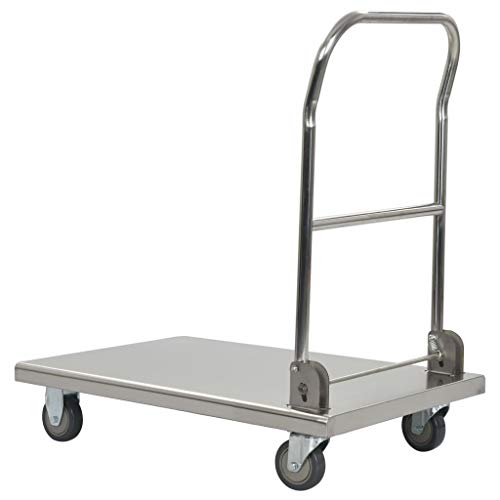 vidaXL Carro Portaequipajes 82x53x86cm Acero Inoxidable Plateado Hotel Maletas Botones Portaequipajes Entrada Hotel Hostelería Turista Mochila Trolley