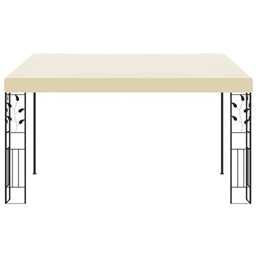 vidaXL Cenador con Montaje en la Pared Toldo Parasol Marquesina Pabellón Carpa Gazebo de Jardín Aire Libre Terraza Exterior Fiestas Eventos Crema 4x3x2,5 m