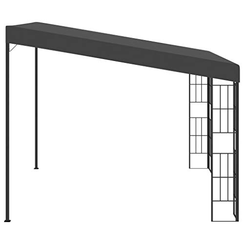 vidaXL Cenador con Montaje en la Pared Toldo Parasol Marquesina Pabellón Carpa Gazebo de Jardín Aire Libre Terraza Exterior Fiestas Eventos Tela Gris Antracita 3x3 m