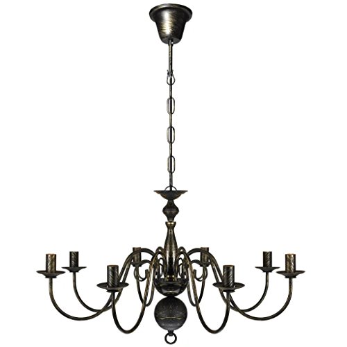 vidaXL Lámpara de Araña Clásica de Techo Negro Envejecido Metal Luz Colgante