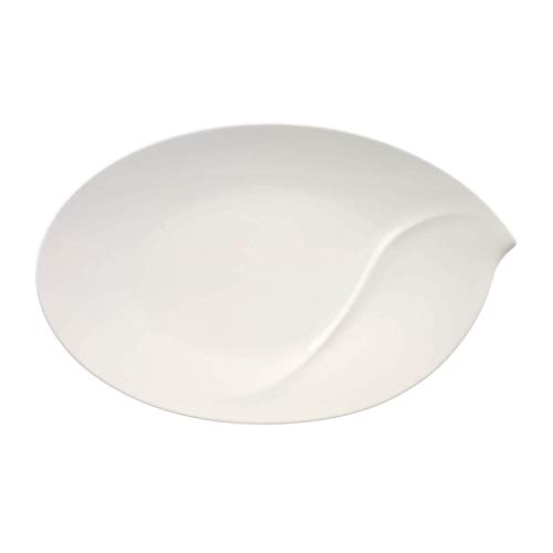 Villeroy & Boch Flow Fuente ovalada, Porcelana Premium, Blanco, 47 cm