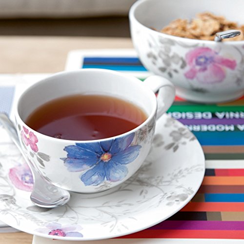 Villeroy & Boch Mariefleur Gris Vajilla de café para 6 personas, 18 piezas, Porcelana Premium, Blanco/Azul/Gris