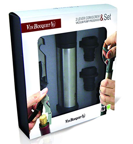 Vinbouquet sacacorchos 2 Tiempos & Bomba FI 006 Set Vino, Acero Inoxidable, centimeters