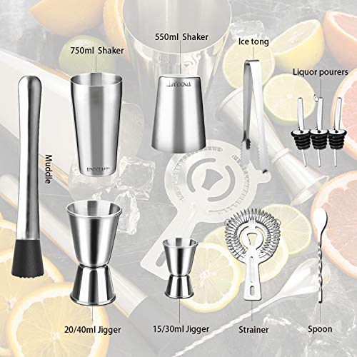 Vinekraft Set de coctelería Coctelera de cóctel Accesorios Set coctelera boston Bar Kits -11pcs