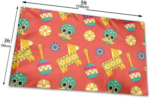Viplili Banderas, Sugar Skull Pinata Maraca Flower Flag: 3x5 FT Flag Tough The Strongest, Longest Lasting Flag National Flag Outdoor Flags