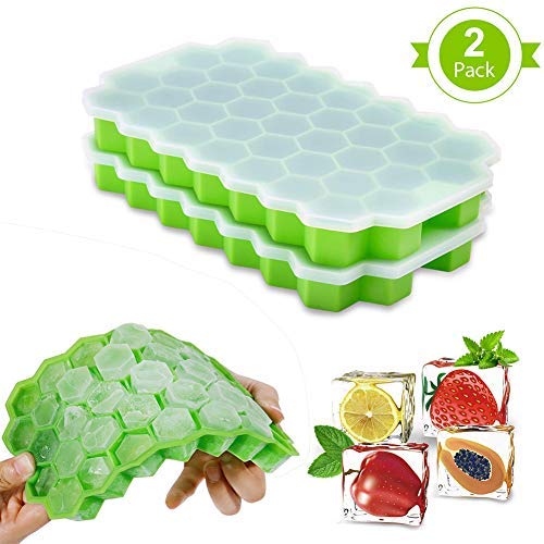Vockvic 2 Pack Ice Cube Maker Tray Molde de silicona DIY Fabricante de hielo Uso doméstico Cócteles de silicona para herramienta de whisky