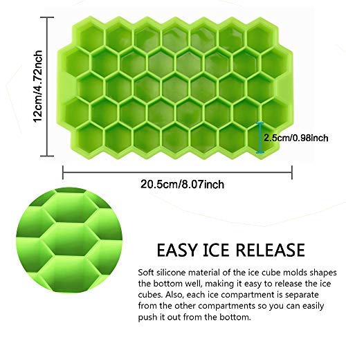 Vockvic 2 Pack Ice Cube Maker Tray Molde de silicona DIY Fabricante de hielo Uso doméstico Cócteles de silicona para herramienta de whisky