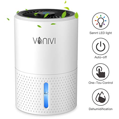 vonivi Deshumidificador Eléctrico portátil, Dehumidifier Deshumidificador Eléctrico de 1000 ml LED Silencioso 7 Colores Absorbente de Humedad Portátil Bbaño Dormitorio Oficina
