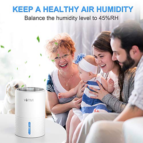 vonivi Deshumidificador Eléctrico portátil, Dehumidifier Deshumidificador Eléctrico de 1000 ml LED Silencioso 7 Colores Absorbente de Humedad Portátil Bbaño Dormitorio Oficina
