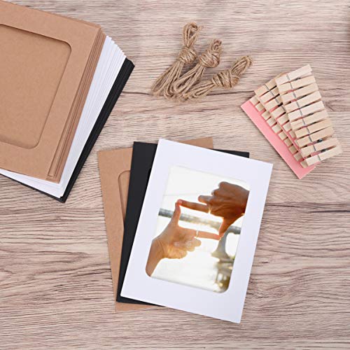 VORCOOL 30pcs Marco de Foto de Papel Decoración de Pared con Cuerda y Clip Bordes de Decoración Marco de Papel para 4x6in Fotos