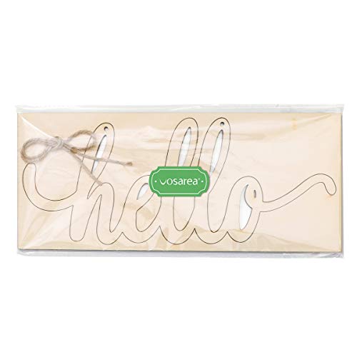 VOSAREA Hola Letrero de Madera Decoración de Pared Letras de Madera Bloque de Bricolaje Palabras Signo Puerta de Madera Decoración de Arte (35x14x0.5cm)