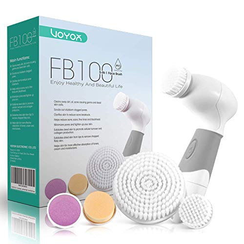 VOYOR 5 En 1 Cepillo Limpiador Facial Electrico Limpieza Facial Minimizador de Poros Removedor de Piel Muerta Cepillo Removedor de Maquillaje Cepillo Limpiador Corporal FB100