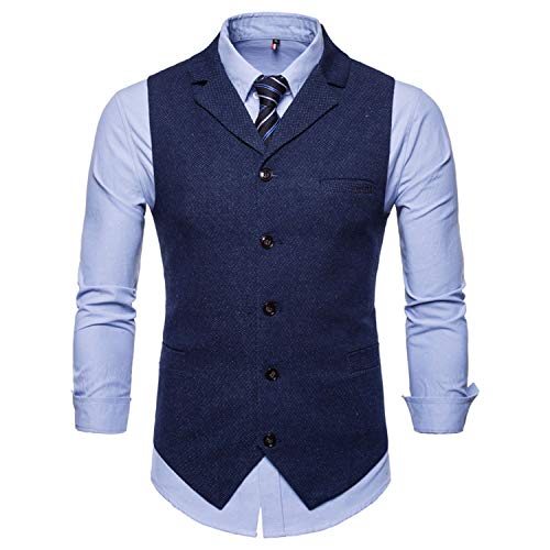 W-boll chaleco formal para hombre, chaleco de esmoquin, chaleco, chaleco, chaleco para vestido de boda Azul azul XL