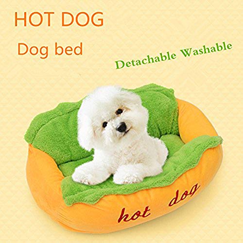 wakerda Creativo salchicha de Hot Dog caseta Cama Animal doméstico para Gato O Perro de pequeño tamaño extraíble y lavable 1 pcs
