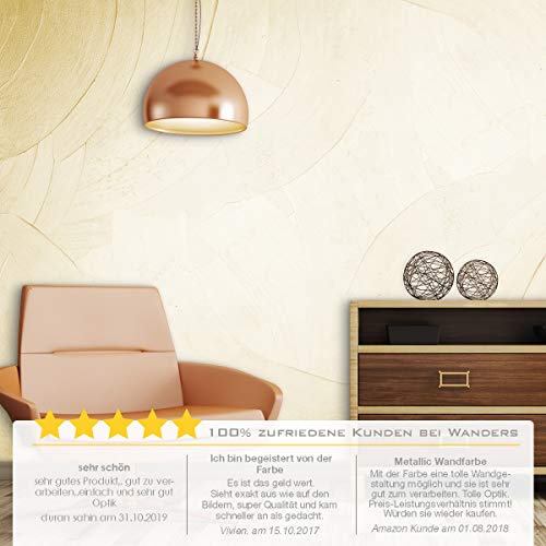 Wanders24 Pintura de efecto aspecto metal (1 litro, Oro) pintura de pared, pared metálica, pintura efecto, lavable, efecto metal