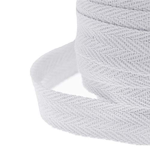 WAREHOUSESHOP 10/20/50m Rollo Algodón Banderines Ribete Delantal Espiguilla Sarga Correas de Cinta Costura - Blanco, 20 Meter (25mm)