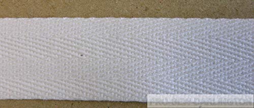 WAREHOUSESHOP 10/20/50m Rollo Algodón Banderines Ribete Delantal Espiguilla Sarga Correas de Cinta Costura - Blanco, 20 Meter (25mm)