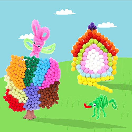 Wartoon Pipe Cleaners Crafts Set, Pipe Cheners Tallo de Pompones y Pompones con Ojos saltones para Manualidades DIY Art Supplies, 590 Piezas