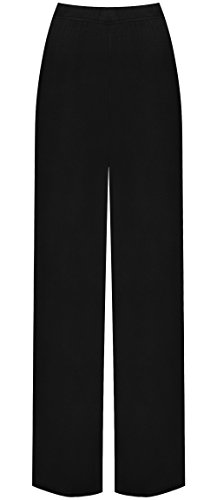 WearAll - Mujeres Tallas Grandes Llanura Abocinado Palazzo Anchos Pierna Pantalones - Negro - 52-54