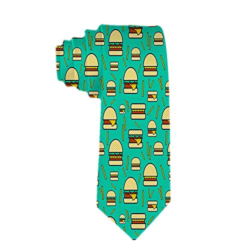 Web--ster Hamburguesas y papas fritas clásicas para hombre con corbata de jacquard Traje de fiesta formal Corbata