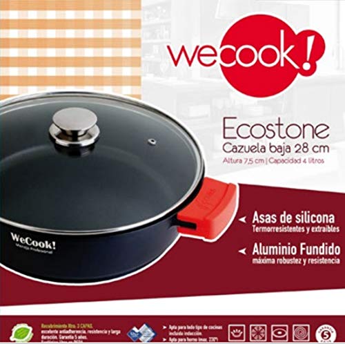 WECOOK Ecostone Cazuela Baja, Acero Inoxidable, Negro, 32cm