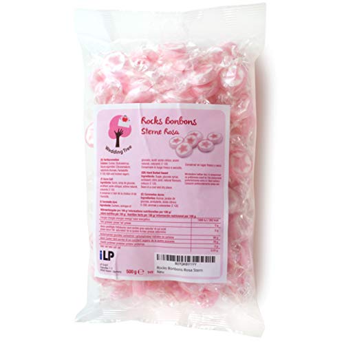 WeddingTree Caramelos Estelar Rosa para Wedding - 500g Caramelos Boda - Dulces en Forma de Estelar Mensaje para decoración de Mesa, para Bautizo, Wedding Favours de Boda, Día de la Madre o Comunión