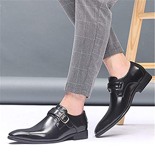 WENQU Clásica Firmal Oxford for los Hombres de Negocios Zapatos de Hebilla de Cuero de imitación Boda bajo el talón del Dedo del pie en Punta Soltera Hebilla Antideslizante