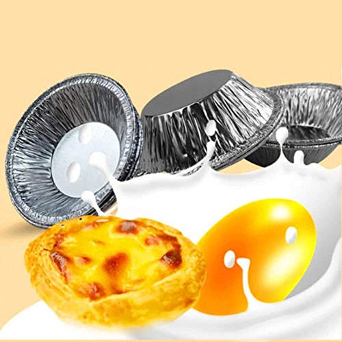 WENTS Molde de Tarta de Huevo 200PCS Tarta de Huevo Lata Cupcake Tarta Redonda Antiadherente Pan Pudín Tartaleta Molde Muffin Tazas para Hornear Desechables Tazas de Papel de Aluminio