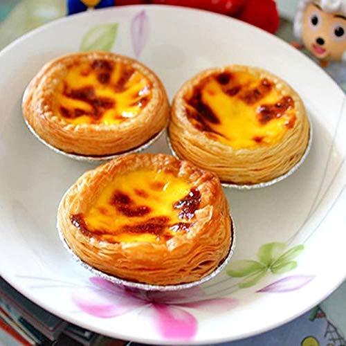 WENTS Molde de Tarta de Huevo 200PCS Tarta de Huevo Lata Cupcake Tarta Redonda Antiadherente Pan Pudín Tartaleta Molde Muffin Tazas para Hornear Desechables Tazas de Papel de Aluminio
