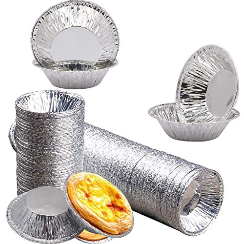 WENTS Molde de Tarta de Huevo 200PCS Tarta de Huevo Lata Cupcake Tarta Redonda Antiadherente Pan Pudín Tartaleta Molde Muffin Tazas para Hornear Desechables Tazas de Papel de Aluminio