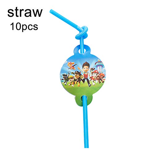 WENTS Vajilla Diseño de Paw Patrol Desechable Accesorio de Decoración de Fiesta de Cumpleaños Apoyo para Celebración Pancarta Platos Vasos Servilletas y Mantel Resistente, 52pcs