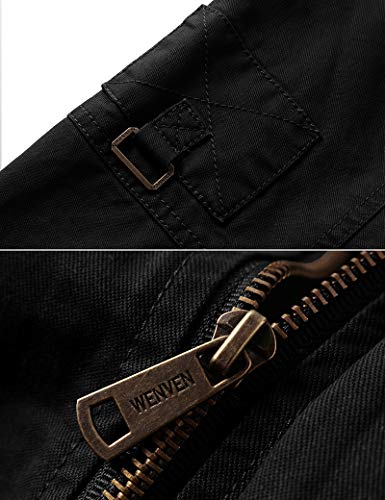 WenVen Cazadora Casual Fina Entretiempo Vaquera para Hombre Negro X-Large