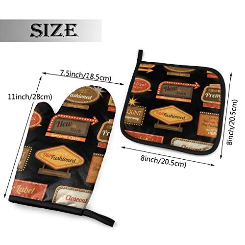 Wenxiupin - Guantes de horno con etiquetas retro vintage, resistentes al calor hasta 500 pulgadas, guantes antideslizantes para horno de cocina