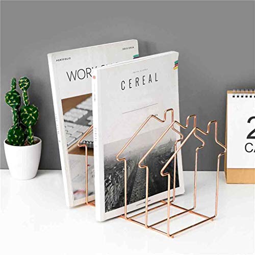 WFFH Portarevistas Metal, Forma de casa File Sorter, 5 Ranura Organizador de Escritorio Estante de Carpeta de Documentos y Carta Libro, Accesorios de Oficina,Negro