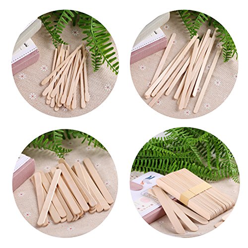 Whaline 500 surtido de piezas de cera Espátulas aplicador de cera pega los palillos de madera del arte, grande, mediano, pequeño, 4 Estilo