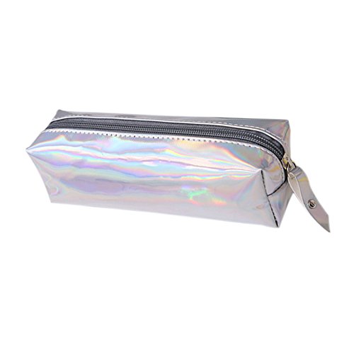 Wicemoon Plata Estuche de Lápices Para Cosméticos Brillantes Bolsas Para Estudiantes Papelería Oficina Material Escolar