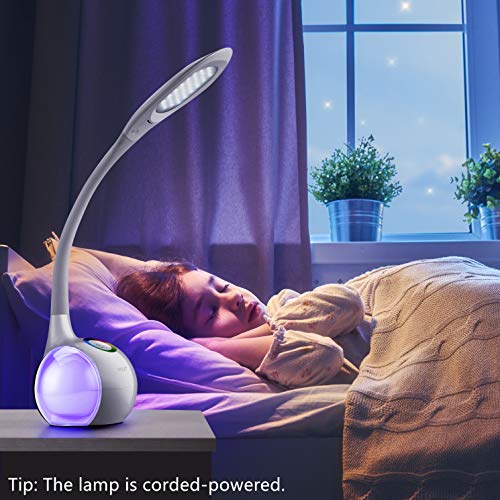 WILIT T3 Lámpara de Escritorio Táctil, 256 RGB Luz de Color, 3 Niveles de Brillo, Flexo LED Regulable, Lámpara de Mesa Ajustable, Brazo Tipo Cuello de Cisne, Protección para los Ojos, 5W, Blanco