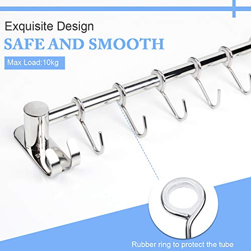Wimaha Colgador de pared de Acero inoxidable con 6 ganchos móviles para cocina [40cm]